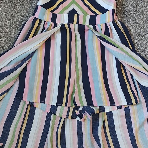 Iris & Ivy Size 14 100% Polyester Colorful Striped Halter Neckline Jumpsuit - Picture 4 of 9